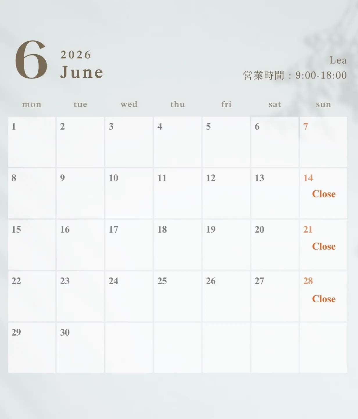 \6月ご予約受付スタート/